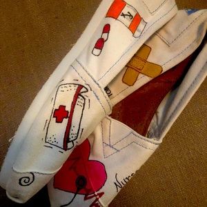 Hand painted, nurse themed TOMS.
